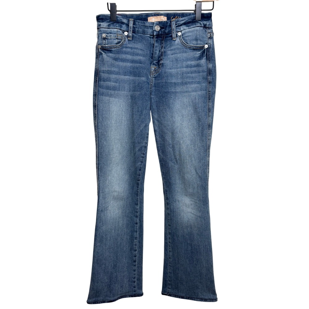 7 For All Mankind Blair Indigo Blue Mid Rise Bootcut Flare Denim Jeans Womens 26
